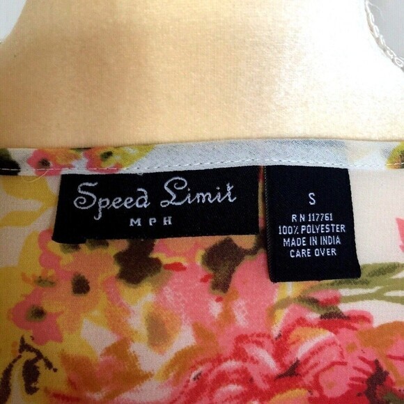 SPEED LIMIT MPH Cover UP Print‎ Floral Kimono Sleeve Open Front Size S India - Picture 6 of 7